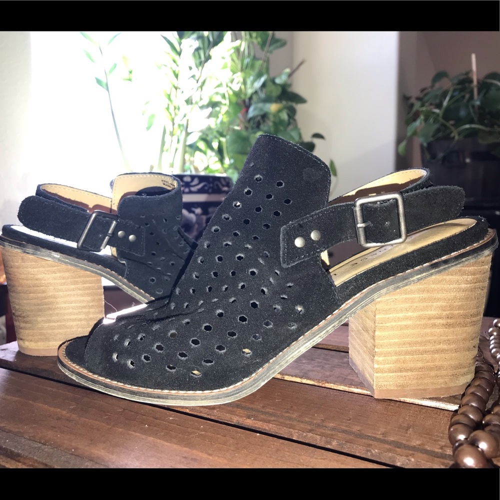 Suede black shoes.